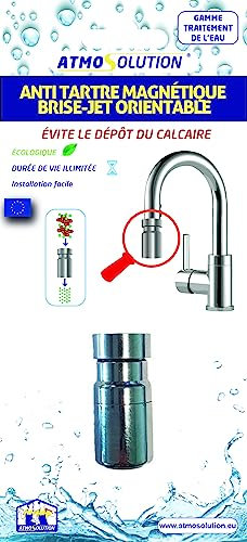 Atmos Products 1538 MOUSSEUR CALCAIRE/Anti TARTRE MAGNETIQUE ORIENTABLE 1538-Brise-jet doté d’Un système Totalement écologique, Gris métal