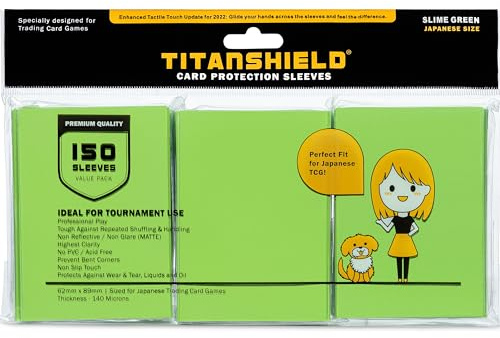 TitanShield (150 buste/verde melma) piccole dimensioni giapponesi carte da scambio carte protettive compatibile con Yu-Gi-Oh!, Cardfight!! Vanguard & Photocards