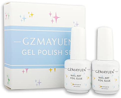 Transferfolie Nägel Folienkleber Nägel 2 Stück Nail Foil Glue Nageltransferfolien Kleber 15ML Nail Art Folienkleber Foil Gel Nail