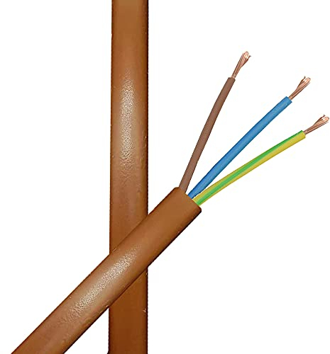 10m Zuleitung hellbraun H03VV-F 3 x 0,75qmm PVC isolierte Schlauch-Leitung Rehbraun 3G Leuchtenkabel Lampenkabel Kabel Stromkabel