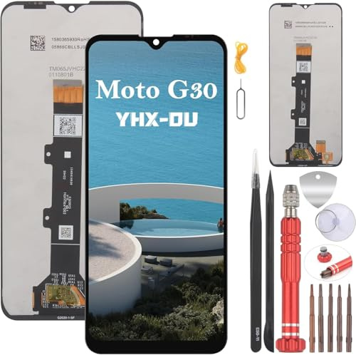 YHX-OU Schwarz Display für Motorola Moto G30 XT2129-2 LCD Display Touchscreen Bildschirm Glas Assembly Ersatz 6.5 mit Werkzeug