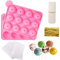 JULMELON Cake-Pop-Formen, 12-teiliges Fassungsvermögen, Silikon-Kuchenform-Set, Cake-Pop-Maker mit 100 Cake-Pop-Sticks, 100 Süßigkeiten-Tüten, 100 goldfarbene Bänder für Lutscher, Süßigkeiten,