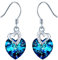 INFINIONLY Pendientes de corazón de cristal para mujer y niña, Pendientes de plata 925, Pendientes de cristal azul, Decorado con mini corazón, Circón con incrustaciones
