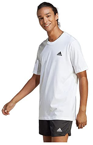 adidas Herren Essentials Single Jersey Embroidered Small Logo Tee, White, XS