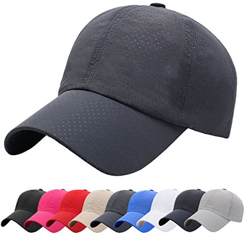 Baynetin Masche Baseball Kappe, Herren Atmungsaktive Schnell Trocknend Basecap, Mesh Freizeit UV Baseballmütze Verstellbar Sport Cap (Dunkelgrau)