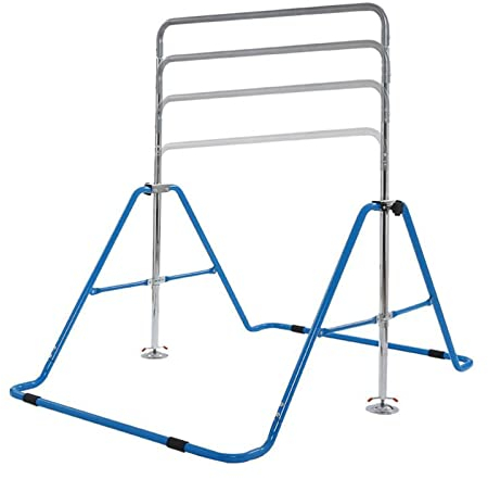 Verstellbare Gymnastikstange, zusammenklappbar, Gymnastik-Junior-Trainingsstange, Kinder, AFFE, horizontale Stangen für Kinder, Mädchen, Jungen, 110 lbs Gewichtskapazität (Farbe: Blau) (Blau)