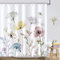 Bonhause Tenda Doccia Fiori ad Acquerello Rosa Giallo Pianta Tende per Doccia in Poliestere Impermeabile Antimuffa Lavabile Tende Bagno 180 x 180 cm con 12 Ganci