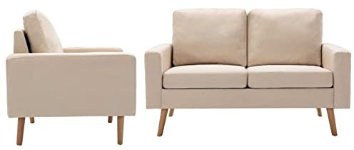 Chusui 2-TLG. Sofagarnitur, Schlafsofa, Schlafcouch, Couch, Sofa Schlafzimmer, Couch Jugendzimmer, Couchgarnitur, Sofa Jugendzimmer, Stoff Cremeweiß