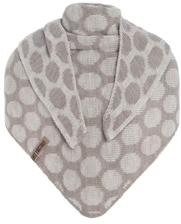 KNIT FACTORY - Dreiecksschal Liva - Damen Strickschal mit Wolle - Gestrickten Schal mit Punkt-Muster - Hochwertige Qualität - XXL Schal - 180x75 cm - Beige/Iced Clay