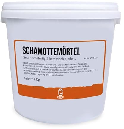 Feuerfest 123 - Schamottemörtel [Menge 3 kg] - Für Kaminöfen, Öfen & Grills - Feuerfester Mörtel 1.450 °C hitzebeständig - keramische Abbindung - Kaminmörtel Reparaturmörtel für Schamotte