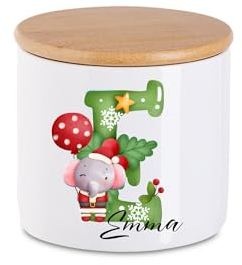 minimutz Plätzchendose Weihnachten Kinder mit Namen | Personalisierte Keksdose Keramik mit Deckel | Vorratsdose Vorratsglas Weihnachten Nikolaus S (9.5x10x10cm)