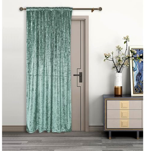 umlout Thermal Door Curtain Rajpur Aqua Crush Velvet Winter - Saves Energy, Prevents Draughts Reduces Heat Loss