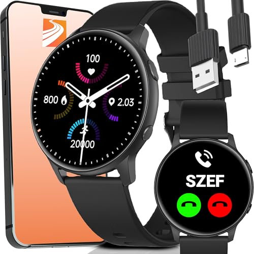 Retoo Smartwatch für Damen Herren, 1,3 Zoll Touchscreen Smart Watch mit Bluetooth 5.0, IP68 Wasserdicht Fitnessuhr, 140 mAh, Aktivitätstracker, Schlafmonitor Schrittzähler, Sportuhr, Schwarz