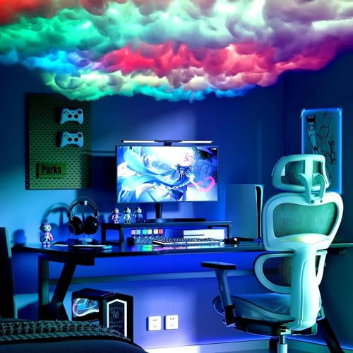 Mimiear 3D Thundercloud LED Cloud Music Sync Multicolor Changing Strip Light, Atmosphere DIY Creative Thunder Cloud Lamp for Bedroom, Gaming Room, Party