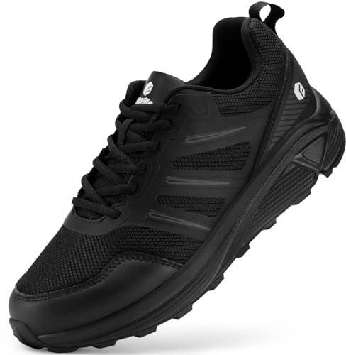 FitVille Chaussure Trail Homme Extra Larges Chaussures de Randonnée Trekking Antidérapantes Basket de Running Outdoor Noir Profond 44 EU Large