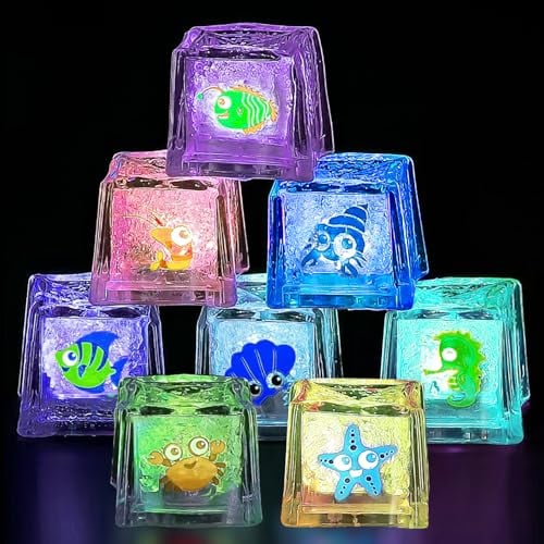 Jiosdo Badespielzeug Baby, LED Eiswürfel Badewannenspielzeug, Wasserspielzeug Baby Badewanne Spielzeug Kinder, Leuchtet Sensorik Spielzeug, Bath Toys Geschenke für Jungen und Mädchen (8PCS)