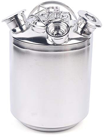 Qussse 10L Edelstahl Bier Reinigungsfass Zapfanlage Bierkoffer 3-Kopf Reinigungsbehälter mit Deckel für Bierzapfanlage