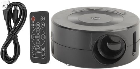 FAUOSWUK Mini Proyector LED Portátil 1920 x 1080, 6.4 m de Distancia de Proyección, Compatible con iOS y Android, Negro o Blanco, USB, Altavoces Integrados