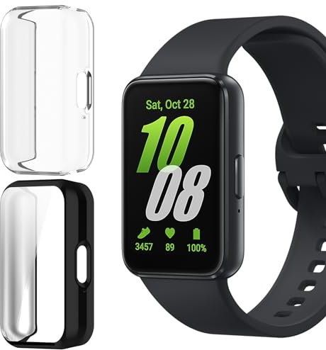 ToVioc Cover Compatibile con Samsung Galaxy Fit 3 Custodia Full Protezione, [2 Pezzi] [Anti-Graffio] Shell con Pellicola Protettiva per Samsung Galaxy Fit 3 - Nero & Trasparente