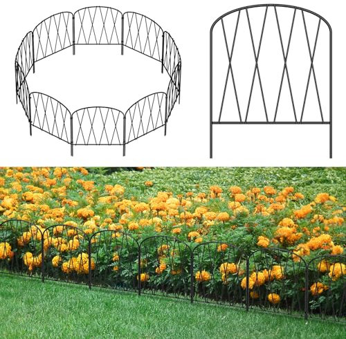 Lot de 24 clôtures de jardin décoratives pour animaux - 7,6 m (L) x 41,9 cm (H) - Clôtures de jardin et bordures pour chiens, pour terrasse, jardin, cour, arquée