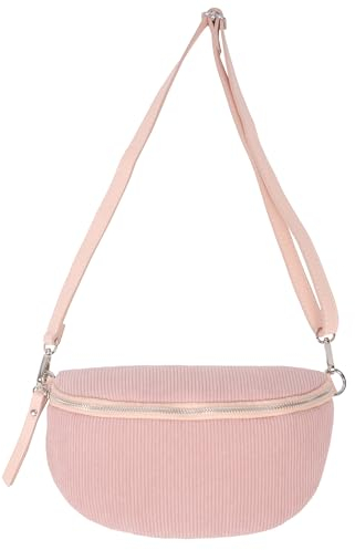 Seasons of April Damen Cord Umhängetasche Crossbody Bag Schultertasche mit Ledergürtel | Vielseitig & Stilvoll - Kimiko (rosa)