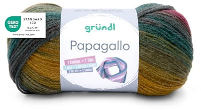 Gründl Wolle Papagallo Farbverlaufsgarn 1 Knäuel 100 g, Kupfer-rot-grün | Weiche Wolle mit Farbverlauf zum Häkeln und Stricken - Farbverlaufsgarn - 100 % Polyacryl - 100g/360m - Nadelstärke 3,5-4,5