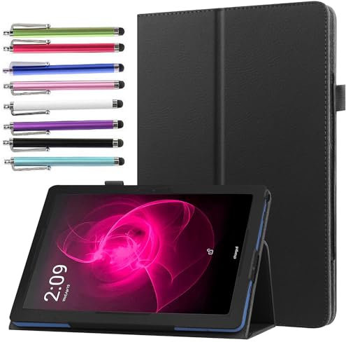elitegadget Case for TCL TAB 10 NXTPAPER 5G 10.4 Inch Tablet Model 9199S - Slim Lightweight Folio Stand Cover PU Leather Case Cover + 1 Stylus (Black)
