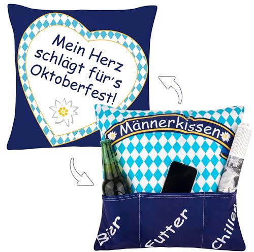 Merclix Oktoberfest Deko kissenbezug 45x45 mit 3 Tasche Oktoberfest Accessoires Herren Oktoberfest Herren Deko Oktoberfest Bayrische Deko Oktoberfest Decoration Herren-Oktoberfest Geschenke für Männer