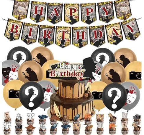 Detective Party Dekorationen,Top Secret Geburtstag Party Zubehör ,Detective Geburtstag Banner,Ornamente fürDetective Geburtstagspartys,Dekorative Detective Ballon Set,Detective Party Zubehör,30 Stück