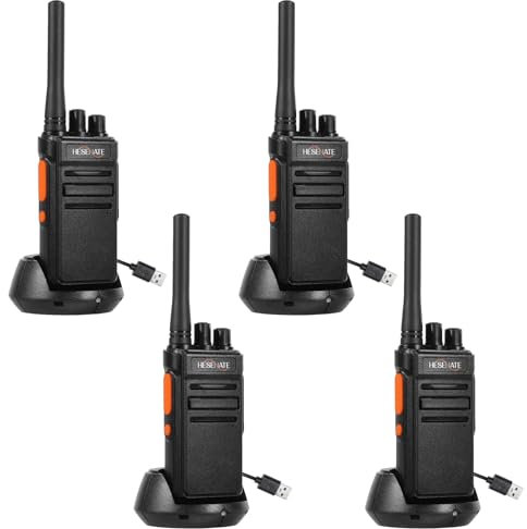 HESENATE HT66 PMR funkgerät, walkie Talkie große reichweite, lizenzfrei, 16 Kanäle, VOX, SCAN, CTCSS/DCS, 1200mAh Aufladbarer Akku, USB-Ladegerät, für Radtouren etc. (4er-Pack)
