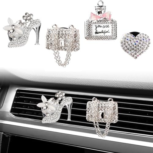 Dokeno 4 Stück Auto Lufterfrischer Diffuser Clip Auto Klimaanlage Lüftungsclip Dekoration Mit Aromatischem Pad Aromatherapie Diffusor Parfüm Clip Luftauslass Auto Dekoration für Büro, Zuhause, Auto