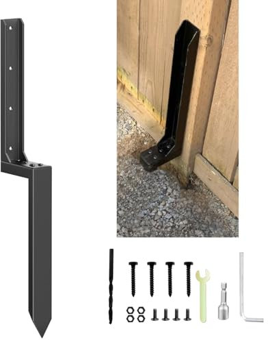 Fence Post Repair Kit Heavy Duty Steel Fence Post Repair Stakes 1 Pack, Ground Spike for Tilted/Broken Wood Fence Post or Mailbox (1)
