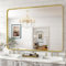 Koonmi Espejo de pared con marco profundo, 120 x 90 cm, lujoso espejo rectangular de alta gama, espejo de esquina fileteada, espejo colgado horizontal o verticalmente, dorado