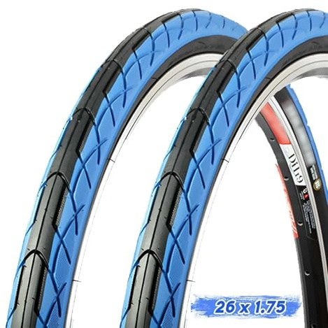 PFHKTO 26 1,75 Reifenfarbe: 26 x 1,75 26 Zoll Mountainbike-Reifen, erhältlich in 2 Farben (Rot und Blau), 26 x 1,75 Drahtreifen, 26 Zoll 1,75 Fahrradreifen, 30 PTI Fahrradreifen(Blue,2PCS)