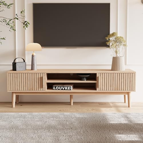 YGHQAP TV-Schrank und Halterung mit 2 Schränken und 2 Fächern, TV-Bank aus Holz, für Fernseher bis 55 Zoll (140 cm), Möbel für Wohnzimmer, Schlafzimmer, 150 x 40 x 48 cm