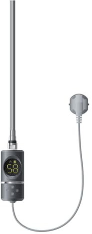 LuxeBath Heizstab 600W Anthrazit mit Thermostat und Digitalanzeige, Elektronischer Temperaturregler, Timer-Funktion, Heizpatrone Heizelemente für Badheizkörper Heizungen, Elektroheizstab mit Stecker