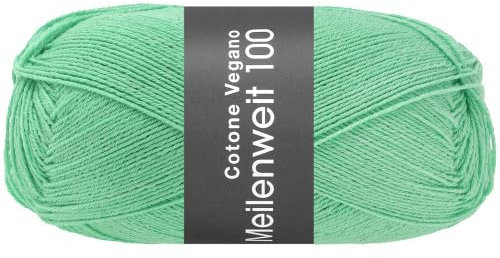LANA GROSSA Meilenweit Cotone Vegano| Die Alternative ohne tierische Fasern | Handstrickgarn aus 76% Baumwolle, 14% Polyamid & 10% Polyester | 100g Wolle zum Stricken & Häkeln | 420m Garn FB27