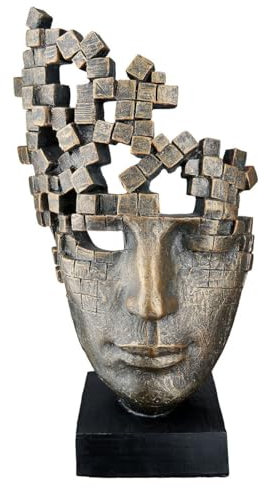 Casablanca Design Skulptur Male Mask Höhe 30 cm Breite 16 cm Abstraktes Gesicht Mann Würfel Kopf Wohnzimmer Skulpturen Deko Modern