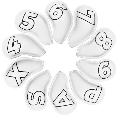 Craftsman Golf White Classic Iron Headcover set with Black Large No. on Both Sides Magnetic Closure