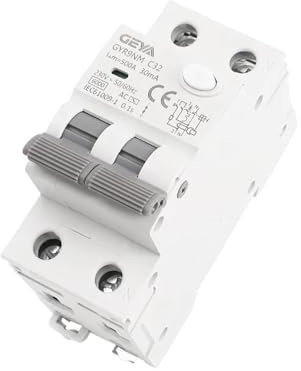 HCVYQMMJ Disjoncteur différentiel GYR9NM 230 V RCBO 6 KA avec Protection Contre Les surintensités et Les fuites 10 A, 16 A, 25 A, 32 A et 40 A(2p 32a,300mA)