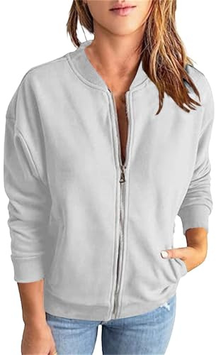 Cocila Giacca Felpata da Donna A Maniche Lunghe Tinta Unita Casual Ampia Felpe Lunghe E Larghe Felpa Sportiva Felpa Nera con Zip Tennis Donna Senza Cappuccio Primavera Tecnica Rosa