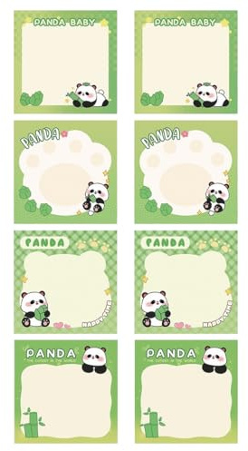 DLPRK 400 Blätter Panda Haftnotizen Set mit Panda Shaped Paper Clips, Selbstklebende Memo Pads für Kinder, Home Office, Schulbedarf, Seite Marker, Geschenk für Lehrer und Schüler
