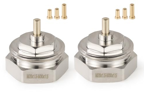 VANCOCO 2Stk. Heizkörperadapter M28×1,5 Feingewinde auf M30×1,5, Metalladapter mit Langer Lebensdauer, Thermostatkopfadapter für Heizkörperthermostat/Heizkörperventil