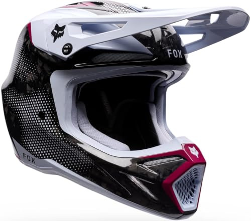 Fox V3 RS Tactile Carbon Motocross Helm, weiß/pink/schwarz, XL