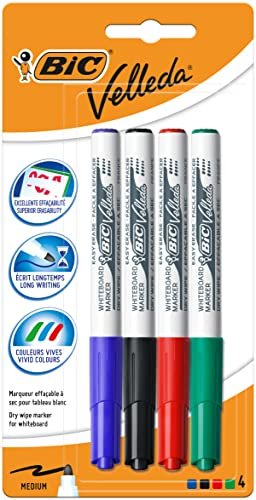BIC Velleda 1741 Whiteboard Marker Effa & ccedil;ables & agrave; Trockene mittlere konische Spitze , Blister von 4