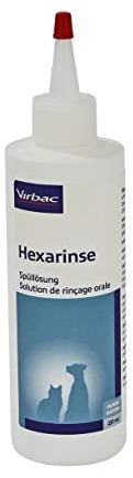 Virbac Hexarinse Spüllösung | 237 ml | Für Hunde und Katzen | Kann zur Vorbeugung von Zahn- und Zahnfleischerkrankungen bei Tieren beitragen | Enthält Chlorhexidinglukonat