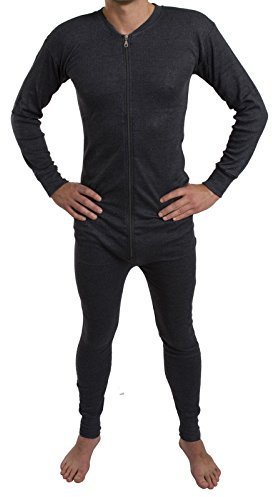 Men All in One Union Winter Warm Ski Thermal Underwear Boiler Suit Zip Up Size:2XL XXL Main Colour:Grey