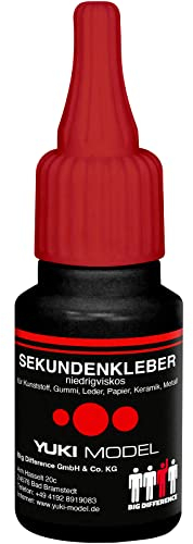 YUKI MODEL Sekundenkleber dünnflüssig für präzises Kleben und schnelle Reparaturen - extra stark schnelltrocknend und flüssig ohne Nachtropfen Sekundenkleber niedrigviskos 20g