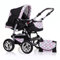 dein_babyladen Kombi-Kinderwagen Flash 2 in 1 inkl. Sportsitz und umfangreichem Zubehör in Schwarz-Pink