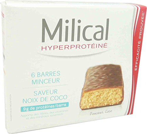 Barre Nutritionnelle | Saveur Coco | Paquet de 6 Barres | Riche en Protéines et Fibres | Faible en Sucres et Matières Grasses | Laboratoire Milical